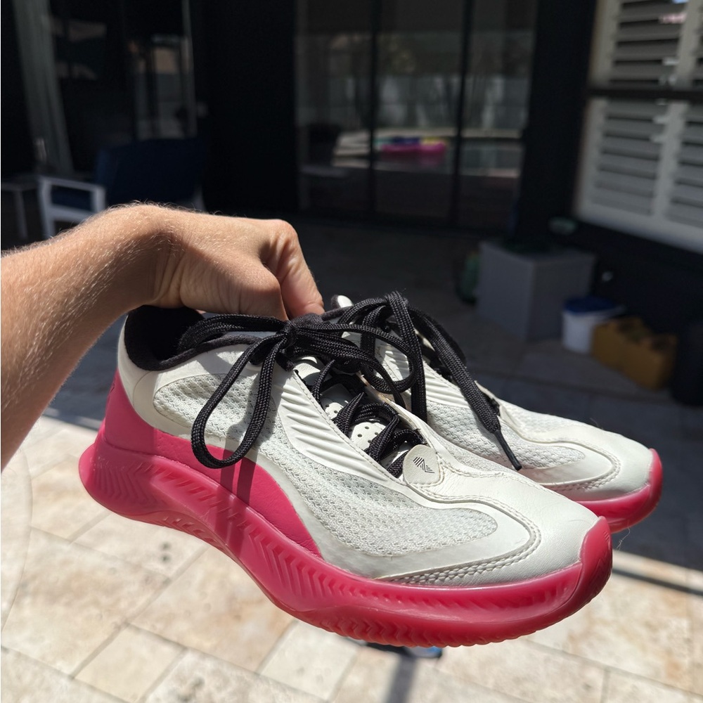 White and Pink R.A.D Global sneakers